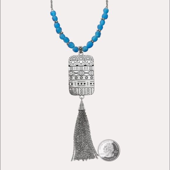 Brighton Africa Stories Etched Beaded Necklace NWT - Picture 5 of 10